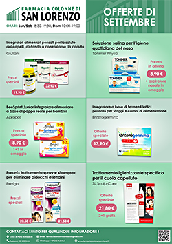 volantino-online-settembre-2026-sito Le Offerte della Farmacia Colonne di San Lorenzo per il mese di Settembre 2026
